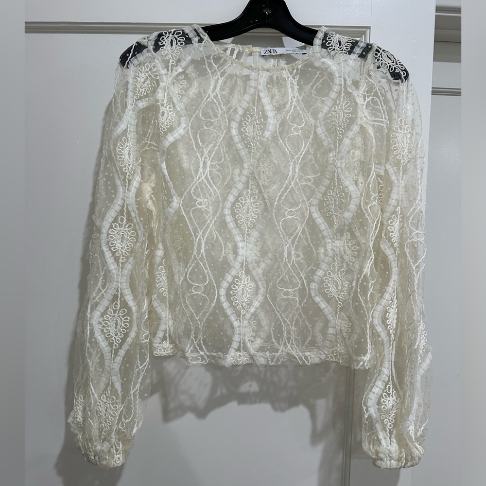 Zara Ivory Lace Blouse